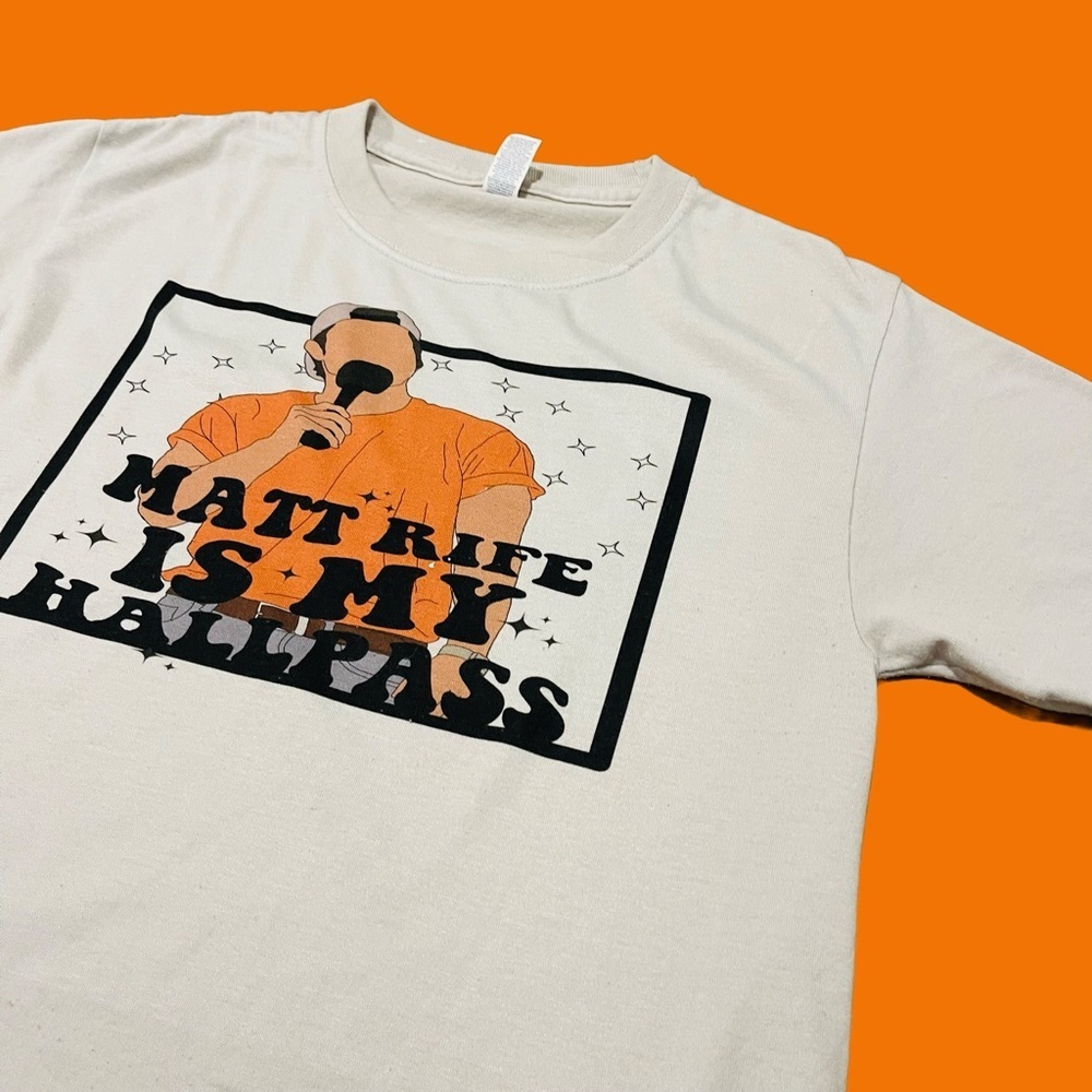 Oatmeal Tan Matt Rife Is My Hallpass T-shirt Small